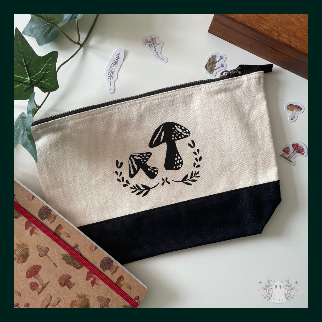 Cottagecore Mushroom Zip Storage Bag - Personalisable